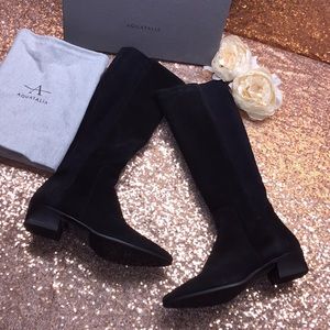 Aquatalia Black Suede Tall Boots 6.5M